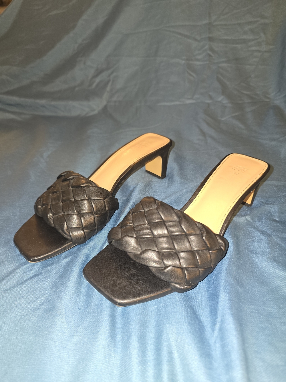 H&M Black Braided Slide Sandals